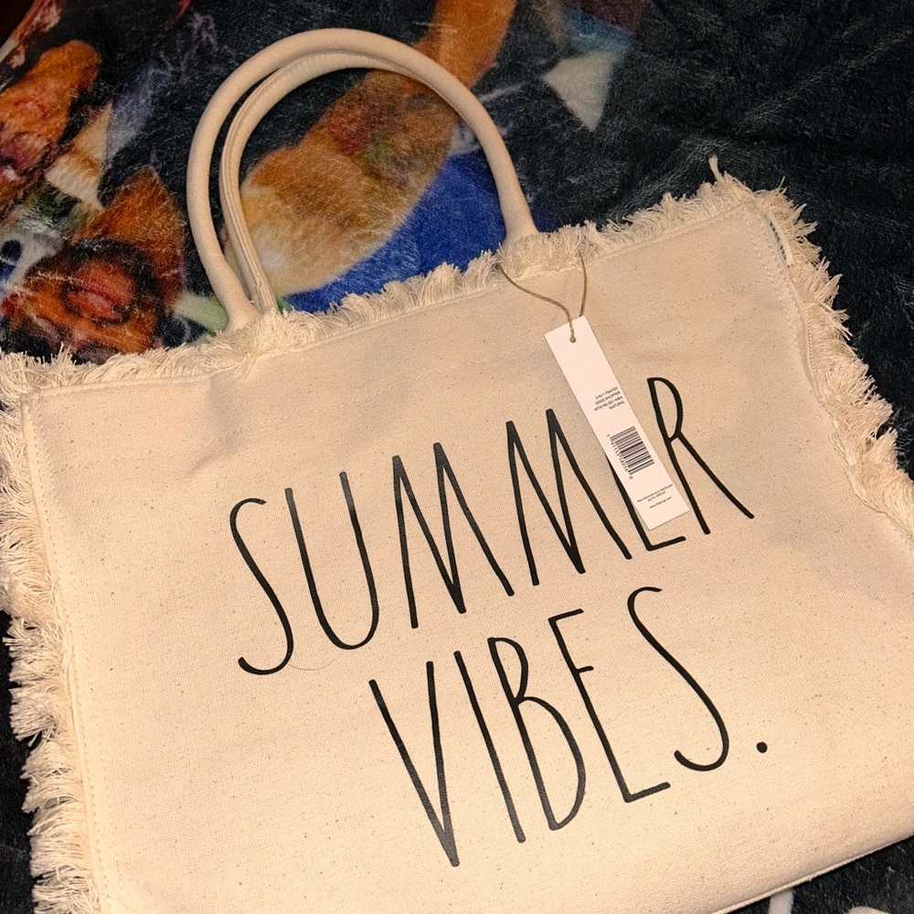 Rae Dunn Summer Vibes Cream Tote Bag